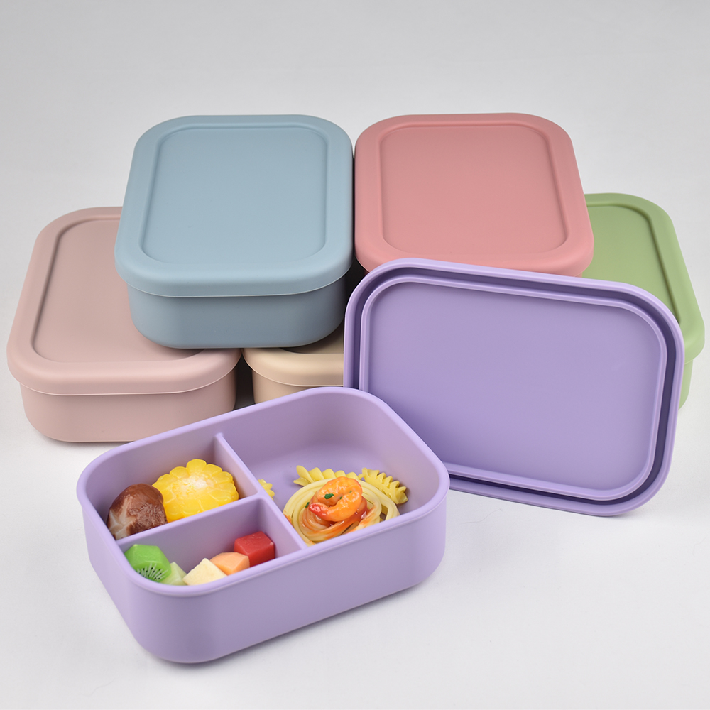 Baby Food Glass Jar - Bento-Lunchbox aus lebensmittelechtem Silikon mit 3