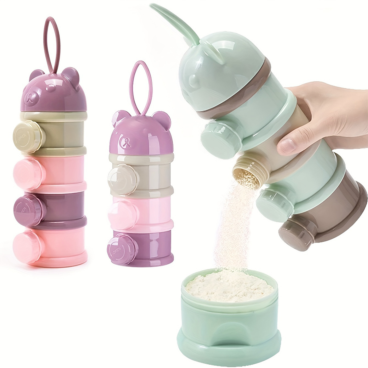 Baby Food Glass Jar - Baby-Milchpulverbehälter mit großem Fassungsvermögen und Riemen,