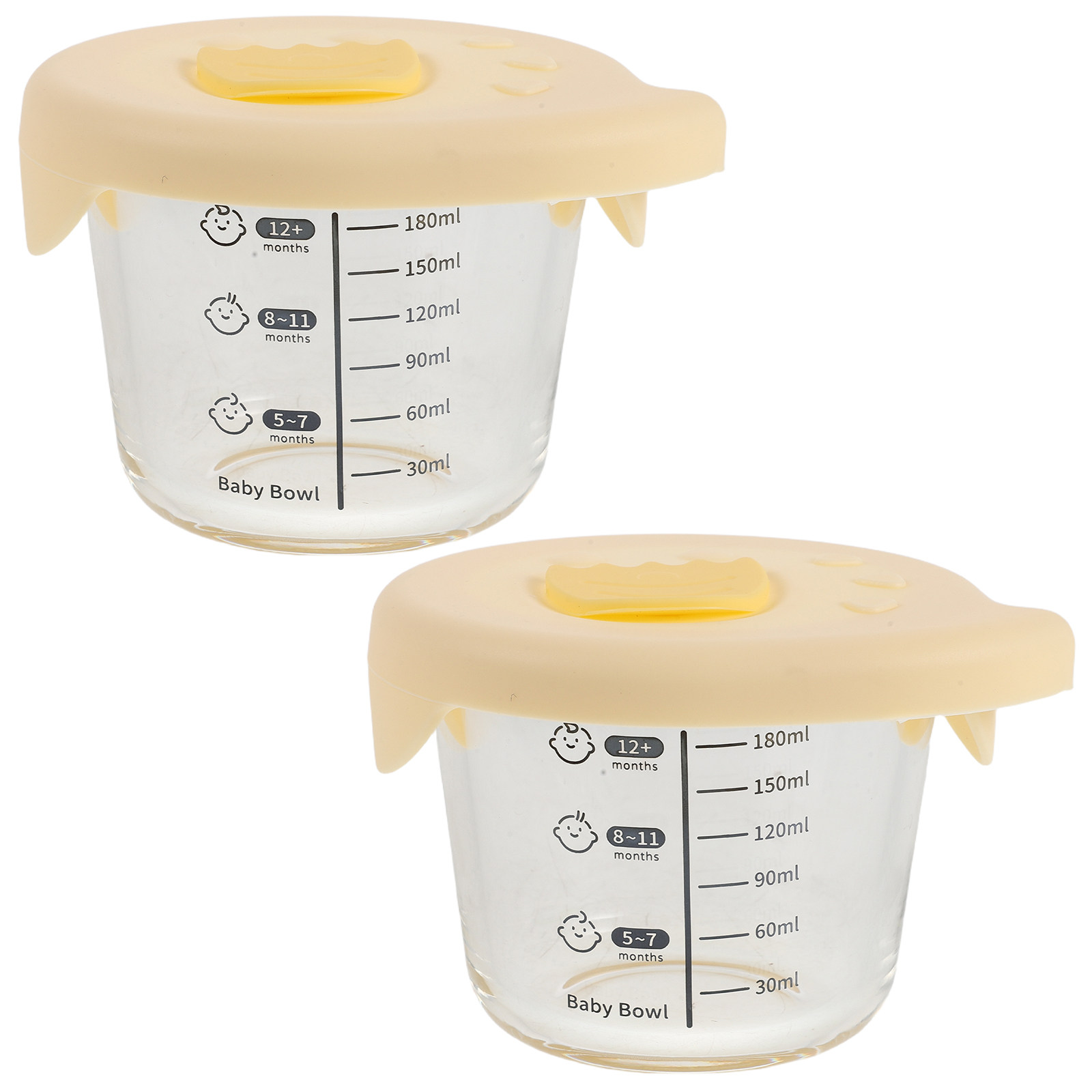 Baby Food Glass Jar - 2 Stück Baby-Nahrungsaufbewahrungsschalen aus Glas, auslaufsichere