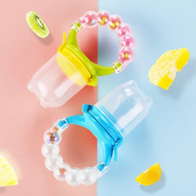 Baby Food Stuff - Baby-Nahrungsergänzungslöffel mit Klingel, Saftextraktor, Schnuller, Silikon-Beißring